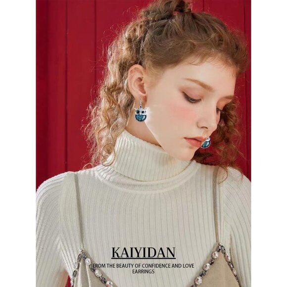 Owl Shaped Abalone Statement Vintage Long Summer Earring for Women Jewelry - Picture 8 of 9